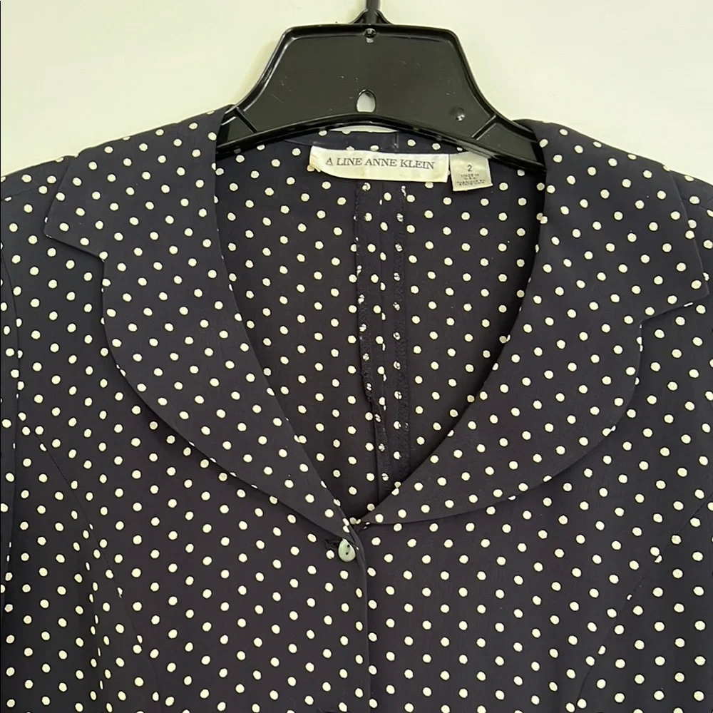 Anne Klein Black and White Long Sleeve Button Down Shirt - Picture 3 of 4